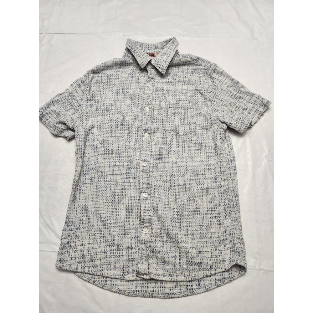 The Normal Brand Shirt Mens Medium White Geometric Cotton Short Sleeve Button Up